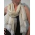 Cotton Gauze Crinkle Check Print Natural Scarf
